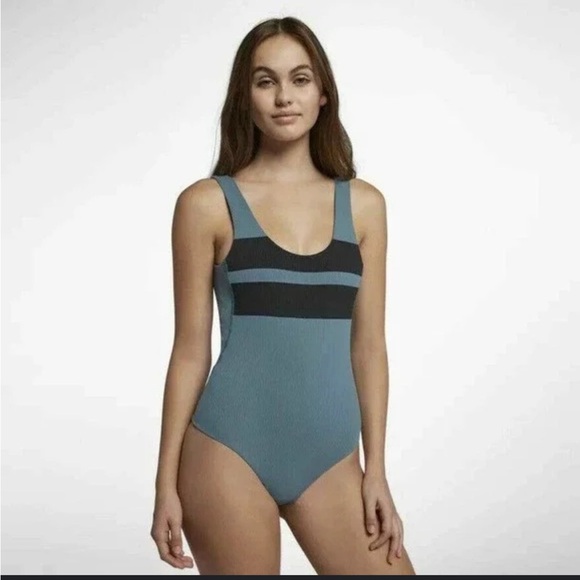 Hurley One Piece Swimsuit with Sporty Stripes Design - Picture 1 of 9